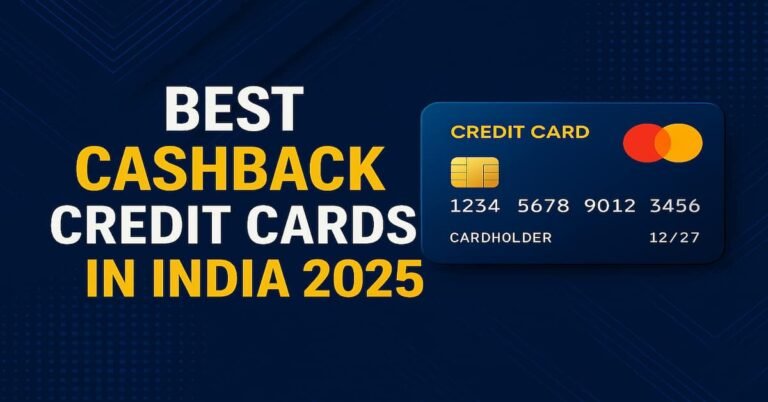 Best Cashback Credit Cards in India 2025 - A vibrant design showcasing a credit card with bold text highlighting the top cashback credit cards available in India for 2025.