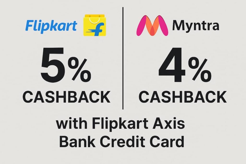 Comparison of cashback offers for Flipkart and Myntra shoppers using the Flipkart Axis Bank Credit Card.