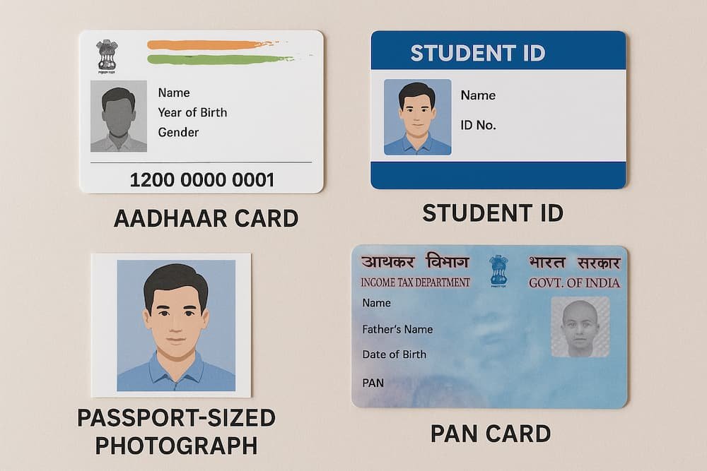 Documents required to apply for a student credit card, including Aadhaar, PAN card, and student ID