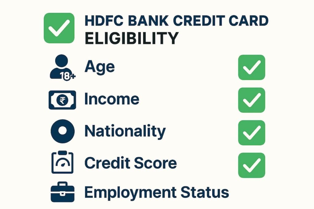 Checklist of eligibility criteria for HDFC Bank Credit Card application: Age, Income, Nationality, Credit Score, Employment Status