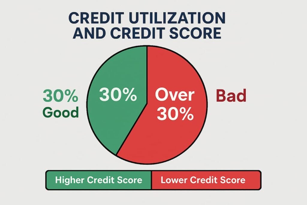 Credit utilization chart showing the ideal credit usage for maintaining a good credit score.