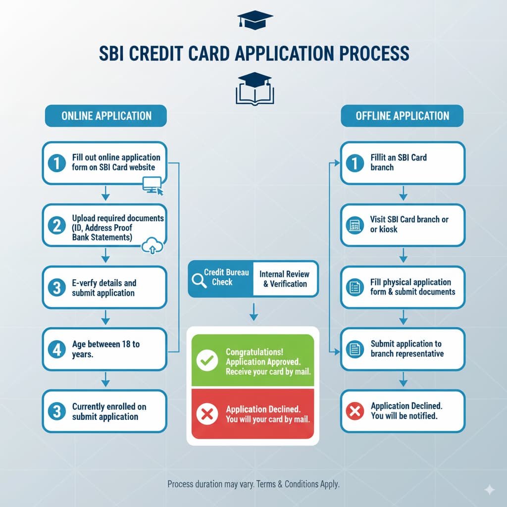 Step-by-step guide on how to apply for the SBI Student Plus Advantage Credit Card.

Placement: After the "How to Apply" section