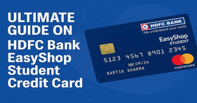 HDFC Bank EasyShop Student Credit Card promotional graphic with title and card image
