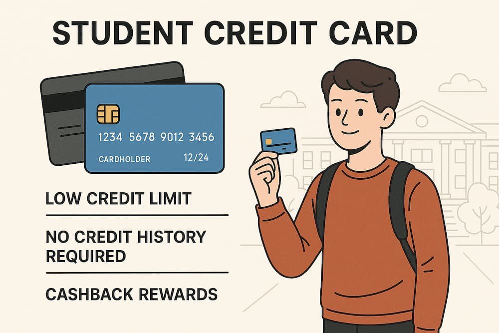 Overview of student credit card features like cashback, low credit limits, and no credit history required